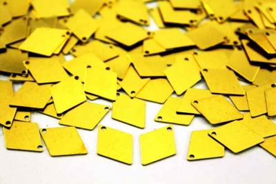 12x17 mm BAKLAVA DESENLİ TEK DELİK PUL, HAM PİRİNÇ #25H-DÜZ-TEK-DELİK - 2