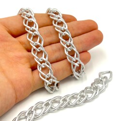 12x19 mm, ALÜMİNYUM ZİNCİR, GÜMÜŞ RENK, 1. KALİTE KARARMAZ, TEL KALINLIĞI 2 mm, AZ140G - 2