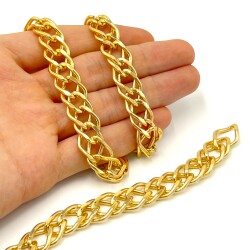 12x19 mm, ALÜMİNYUM ZİNCİR, SARI RENK, 1. KALİTE KARARMAZ, TEL KALINLIĞI 2 mm, AZ140SA - 2