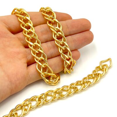 12x19 mm, ALÜMİNYUM ZİNCİR, SARI RENK, 1. KALİTE KARARMAZ, TEL KALINLIĞI 2 mm, AZ140SA - 2