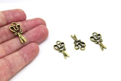 12x27 mm MAKAS DESENLİ ZAMAK DÖKÜM, ANTİK SARI RENK - 2