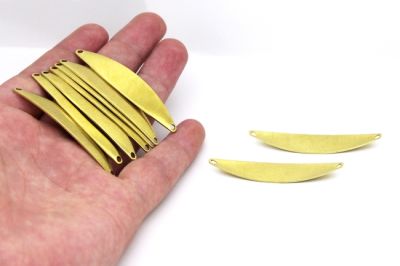 12x55 mm OVAL DESENLİ BOMBELİ ÇİFT DELİK PUL, HAM PİRİNÇ #1466H - 3