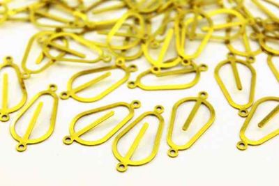 27x13 mm OVAL DESENLİ İKİ DELİK PUL, HAM PİRİNÇ #580H - 2