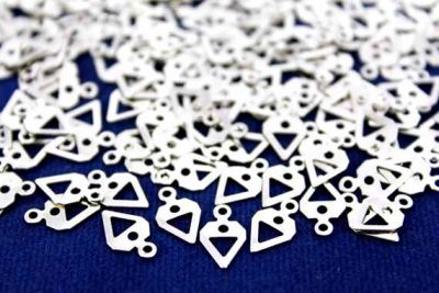 6x11 mm KULPLU DELİKLİ KALP DESENLİ PUL, NİKEL KAPLAMA PİRİNÇ #735N - 2