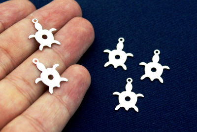 13x16 mm KAPLUMBAĞA DESENLİ PUL, NİKEL KAPLAMALI PİRİNÇ #1291N - 2