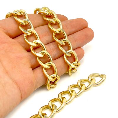 13x18 mm, ALÜMİNYUM ZİNCİR, SARI RENK, 1. KALİTE KARARMAZ, TEL KALINLIĞI 2 mm, AZ10SA - 2