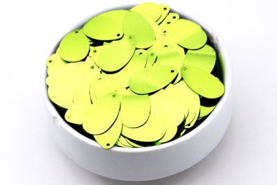 13x22 mm DAMLA MODEL PLASTİK PUL PAYET, NAKIŞ PULU, DÖKME PUL, YAN DELİK, AÇIK YEŞİL RENK - 2