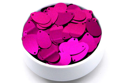 13x22 mm DAMLA MODEL PLASTİK PUL PAYET, NAKIŞ PULU, DÖKME PUL, YAN DELİK, FUŞYA RENK - 2