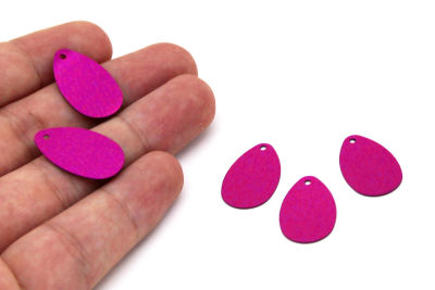 13x22 mm DAMLA MODEL PLASTİK PUL PAYET, NAKIŞ PULU, DÖKME PUL, YAN DELİK, FUŞYA RENK - 3