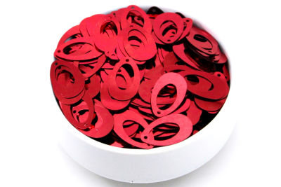 13x22 mm DAMLA MODEL PLASTİK PUL PAYET, NAKIŞ PULU, DÖKME PUL, YAN DELİK, KIRMIZI RENK - 2