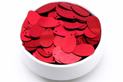 13x22 mm DAMLA MODEL PLASTİK PUL PAYET, NAKIŞ PULU, DÖKME PUL, YAN DELİK, KIRMIZI RENK - 2