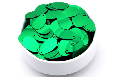 13x22 mm DAMLA MODEL PLASTİK PUL PAYET, NAKIŞ PULU, DÖKME PUL, YAN DELİK, KOYU YEŞİL RENK - 2