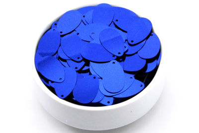 13x22 mm DAMLA MODEL PLASTİK PUL PAYET, NAKIŞ PULU, DÖKME PUL, YAN DELİK, MAVİ RENK - 2