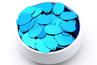 13x22 mm DAMLA MODEL PLASTİK PUL PAYET, NAKIŞ PULU, DÖKME PUL, YAN DELİK, TURKUAZ RENK - 2