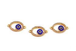 13x22 mm - TAŞLI OVAL TAKI APARATI, ALTIN KAPLAMA, ÇİFT KULP - ERTÜRK