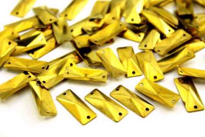 8x20 mm DESENLİ DİKDÖRTGEN İKİ DELİK PUL, HAM PİRİNÇ #565H - 2