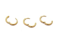 14 mm, ÇELİK KÜPE KANCASI, GOLD RENK, 1. KALİTE KARARMAZ - 2