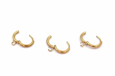 14 mm, ÇELİK KÜPE KANCASI KULPLU, GOLD RENK, 1. KALİTE KARARMAZ - 2