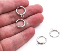 14 mm, ÇELİK KÜPE KANCASI KULPLU, GÜMÜŞ RENK, 1. KALİTE KARARMAZ - 2