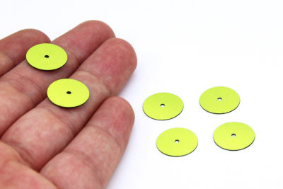 14 mm PLASTİK PUL PAYET, NAKIŞ PULU, DÖKME PUL, ORTADAN DELİK, AÇIK YEŞİL RENK - 3
