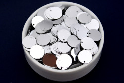 14 mm PLASTİK PUL PAYET, NAKIŞ PULU, DÖKME PUL, YAN DELİK, GÜMÜŞ RENK - ERTÜRK