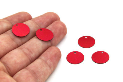 14 mm PLASTİK PUL PAYET, NAKIŞ PULU, DÖKME PUL, YAN DELİK, KIRMIZI RENK - 3