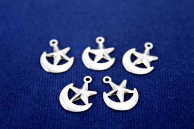 14x11 mm AY YILDIZ DESENLİ PUL, NİKEL KAPLAMA PİRİNÇ #602N - 2