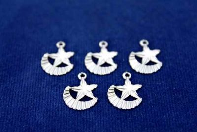 14x11 mm AY YILDIZ DESENLİ PUL, NİKEL KAPLAMA PİRİNÇ #777N - 2