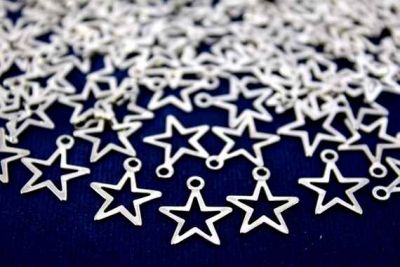14x12 mm YILDIZ DESENLİ TEK DELİK PUL, PİRİNÇ-NİKEL KAPLAMA #299N - 2