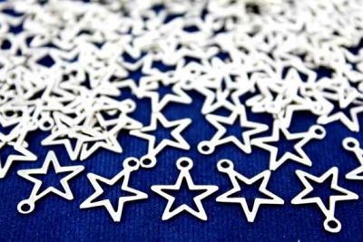 14x12 mm YILDIZ DESENLİ TEK DELİK PUL, NİKEL KAPLAMA PİRİNÇ #299N - 2