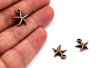 14x15 mm YILDIZ DESENLİ SALLANTI ZAMAK DÖKÜM, BAKIR RENK - 2
