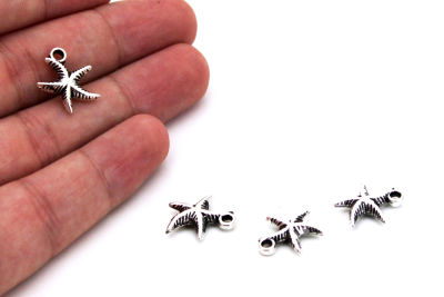 14x15 mm YILDIZ DESENLİ SALLANTI ZAMAK DÖKÜM, BOYALI GÜMÜŞ RENK - 2