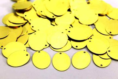 14x18 mm DÜZ OVAL TEK DELİK PUL, HAM PİRİNÇ #422H-DOLU-TEK-DELİK - 2