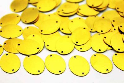 14x18 mm DÜZ OVAL İKİ DELİK PUL, HAM PİRİNÇ #422H-DOLU-İKİ-DELİK - 2