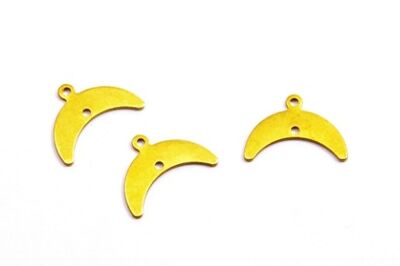 14x20 mm AY DESENLİ KULPLU PUL, HAM PİRİNÇ #1793H - 2