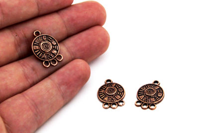 14x20 mm YUVARLAK DESENLİ SALLANTI ZAMAK DÖKÜM, BAKIR RENK - 2