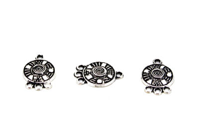 14x20 mm YUVARLAK DESENLİ SALLANTI ZAMAK DÖKÜM, BOYALI GÜMÜŞ RENK - 2