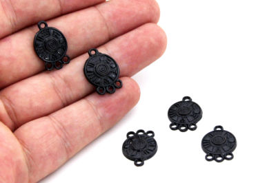 14x20 mm YUVARLAK DESENLİ SALLANTI ZAMAK DÖKÜM, SİYAH RENK - 2