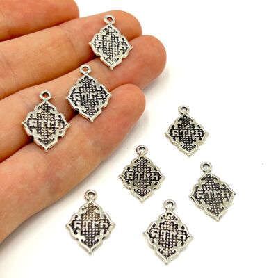 14x21 mm SALLANTI UÇ, ZAMAK DÖKÜM, BOYALI GÜMÜŞ KAPLAMA - 1