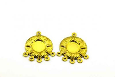 34x28 mm 6 DELİKLİ KÜPE SALLANTISI, HAM PİRİNÇ #19H - 2