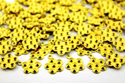 14x11 mm ÇİÇEK İKİ DELİKLİ PUL, HAM PİRİNÇ #609H - 2