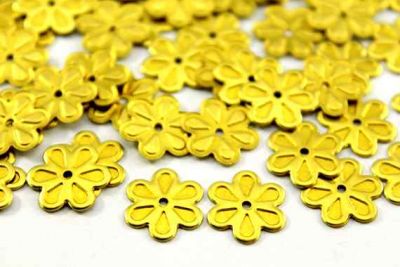 13 mm ORTADAN DELİK ÇİÇEK DESENLİ PUL, HAM PİRİNÇ #119H - 2