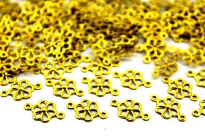 14x8 mm İKİ DELİK ÇİÇEK DESENLİ PUL, HAM PİRİNÇ #115H - 2