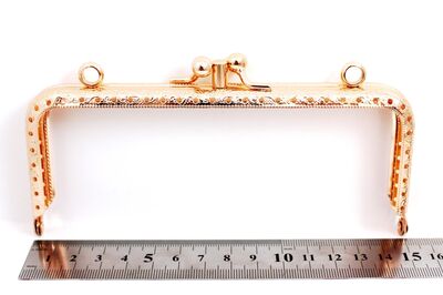 15 CM İKİ BÖLMELİ ÇANTA KULPU, ROSE GOLD RENK, KOD-27R - 2