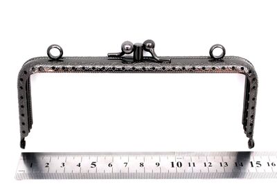 15 CM İKİ BÖLMELİ ÇANTA KULPU, SİYAH NİKEL RENK, KOD-27SN - 3
