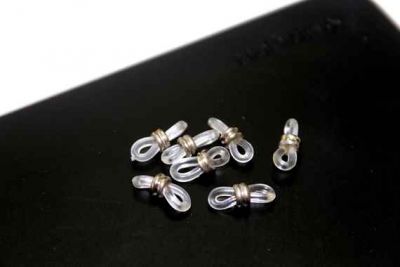 15 mm, KÜÇÜK GÖZLÜK LASTİĞİ, BEYAZ PLASTİK, NİKEL METAL - 2