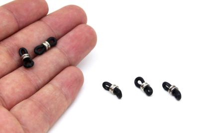 15 mm, KÜÇÜK GÖZLÜK LASTİĞİ, SİYAH PLASTİK, NİKEL METAL - 2