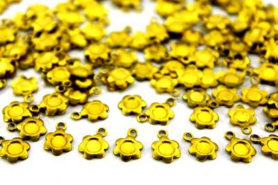 10x7 mm ÇİÇEK DESENLİ PUL, HAM PİRİNÇ #415H - 2