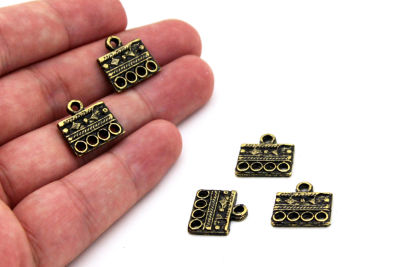 15x15 mm DESENLİ ZAMAK DÖKÜM, ANTİK SARI RENK - 2