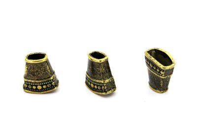 15x15 mm FULAR UCU HUNİ APARAT ZAMAK DÖKÜM, ANTİK SARI RENK - 2
